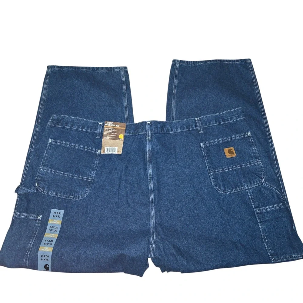 Carhartt B13 DST Mens Loose Original Fit Work Dungaree Jeans Dark Wash 54x30 NWT
